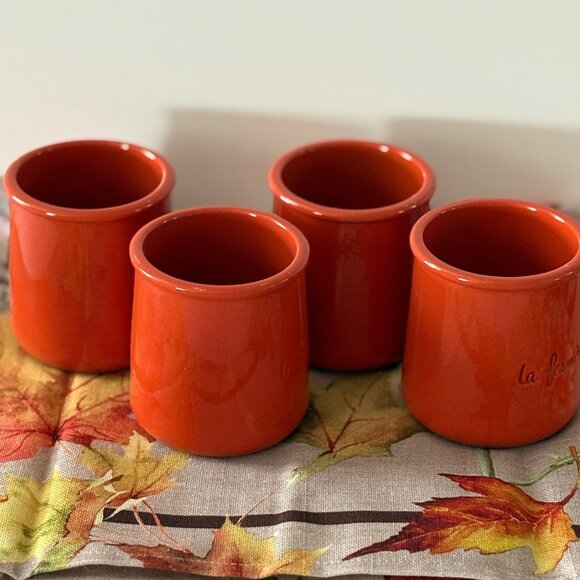 (4) La Fermière Yogurt Pots HTF Orange — Cleaned Rims!! - Picture 4 of 8